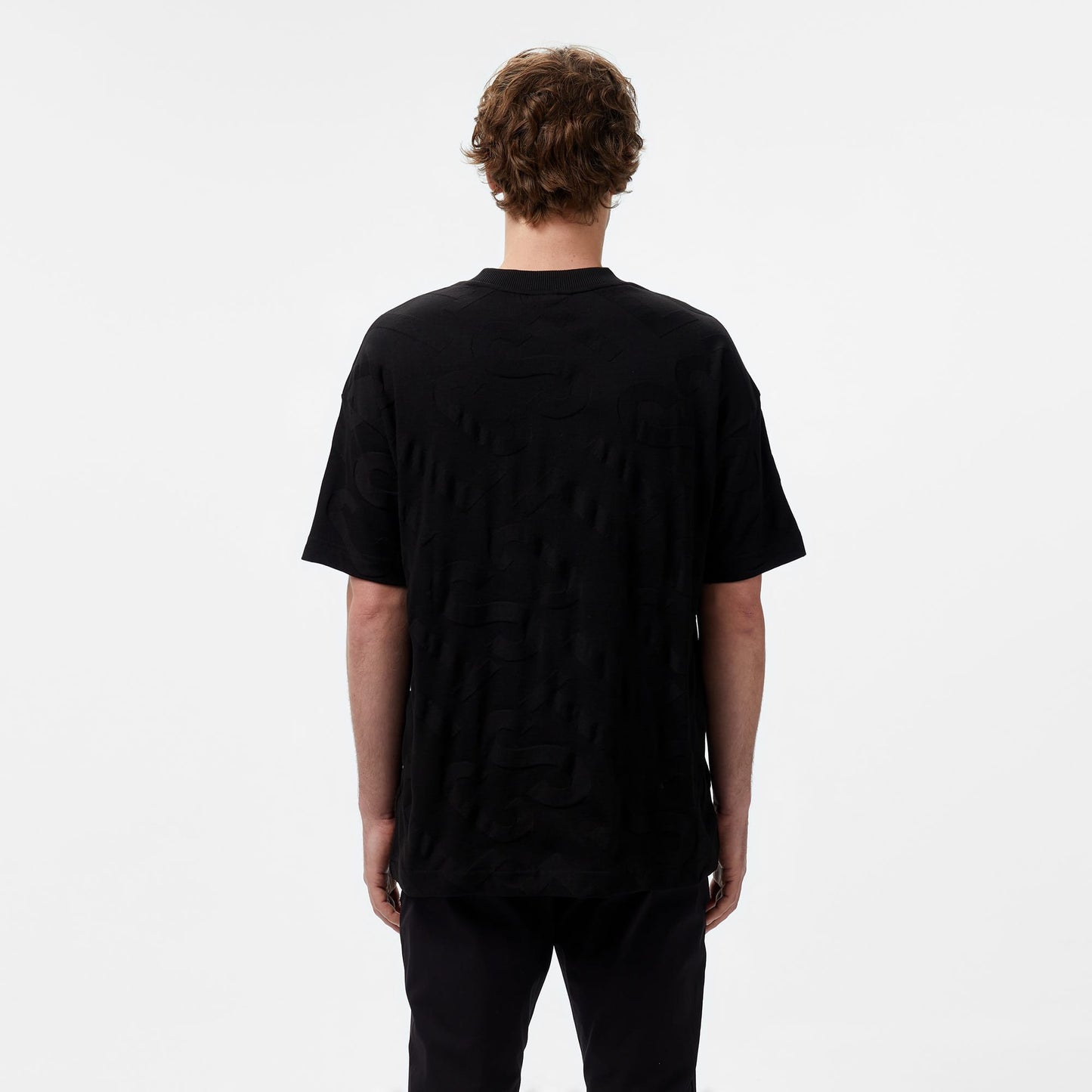 Lacoste Erkek Bisiklet Yaka Desenli Siyah T-shirt