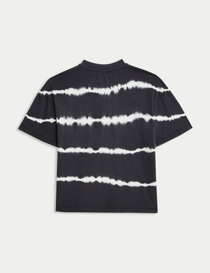 Saf Pamuklu Çizgili Batik T-shirt (2–16 Yaş)