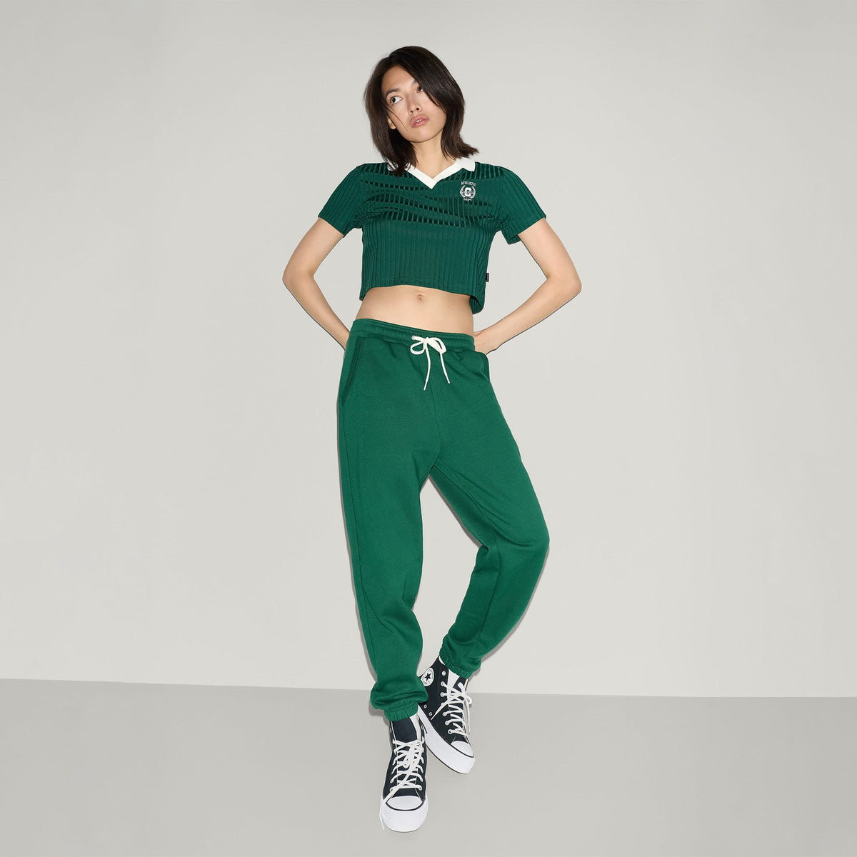 Converse Kadın Yeşil Polo Yaka T-shirt
