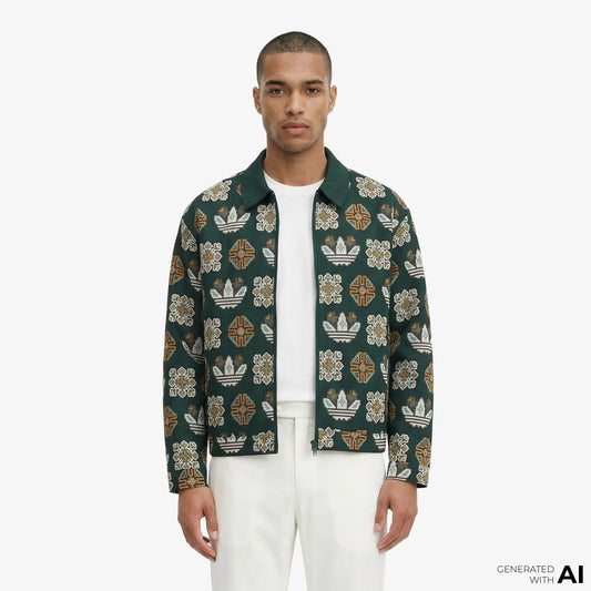 Adidas Monogram Allover Print Loose Yeşil Ceket