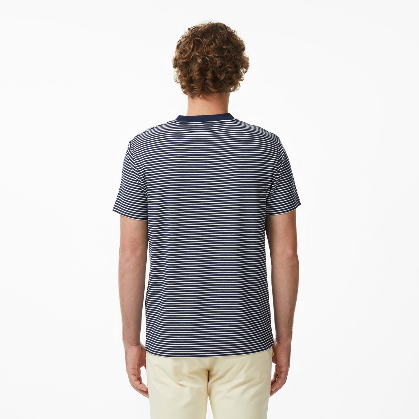 Lacoste Erkek Regular Fit Bisiklet Yaka Çizgili Lacivert T-shirt