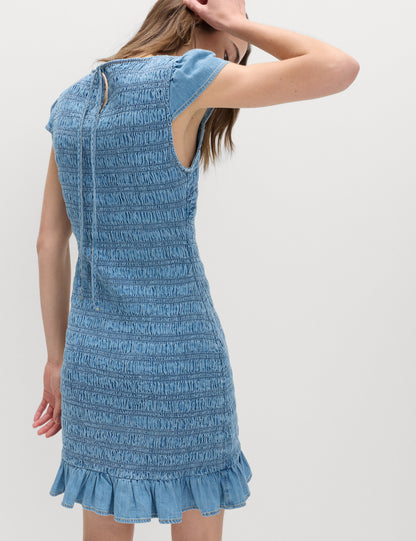 Pamuklu Denim Mini Elbise