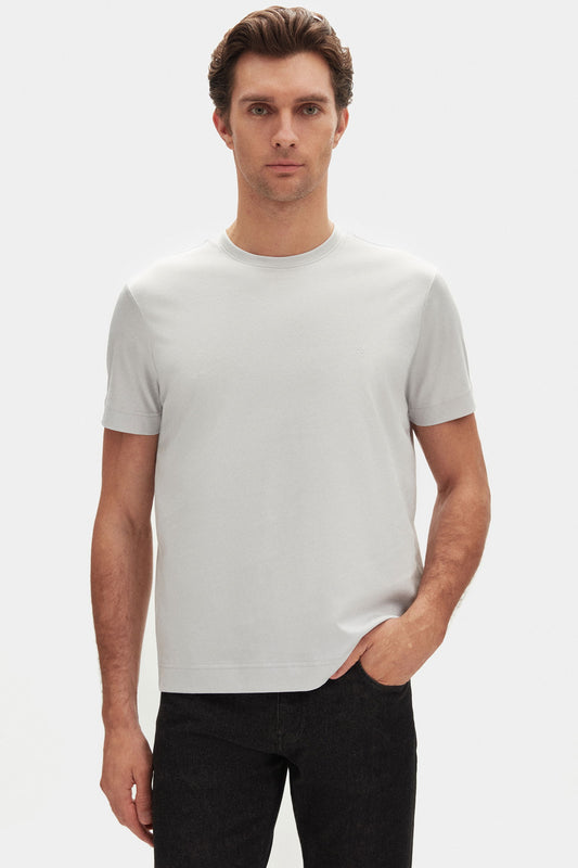 Damat Regular Fit Gri %100 Pamuk Merserize T-shirt