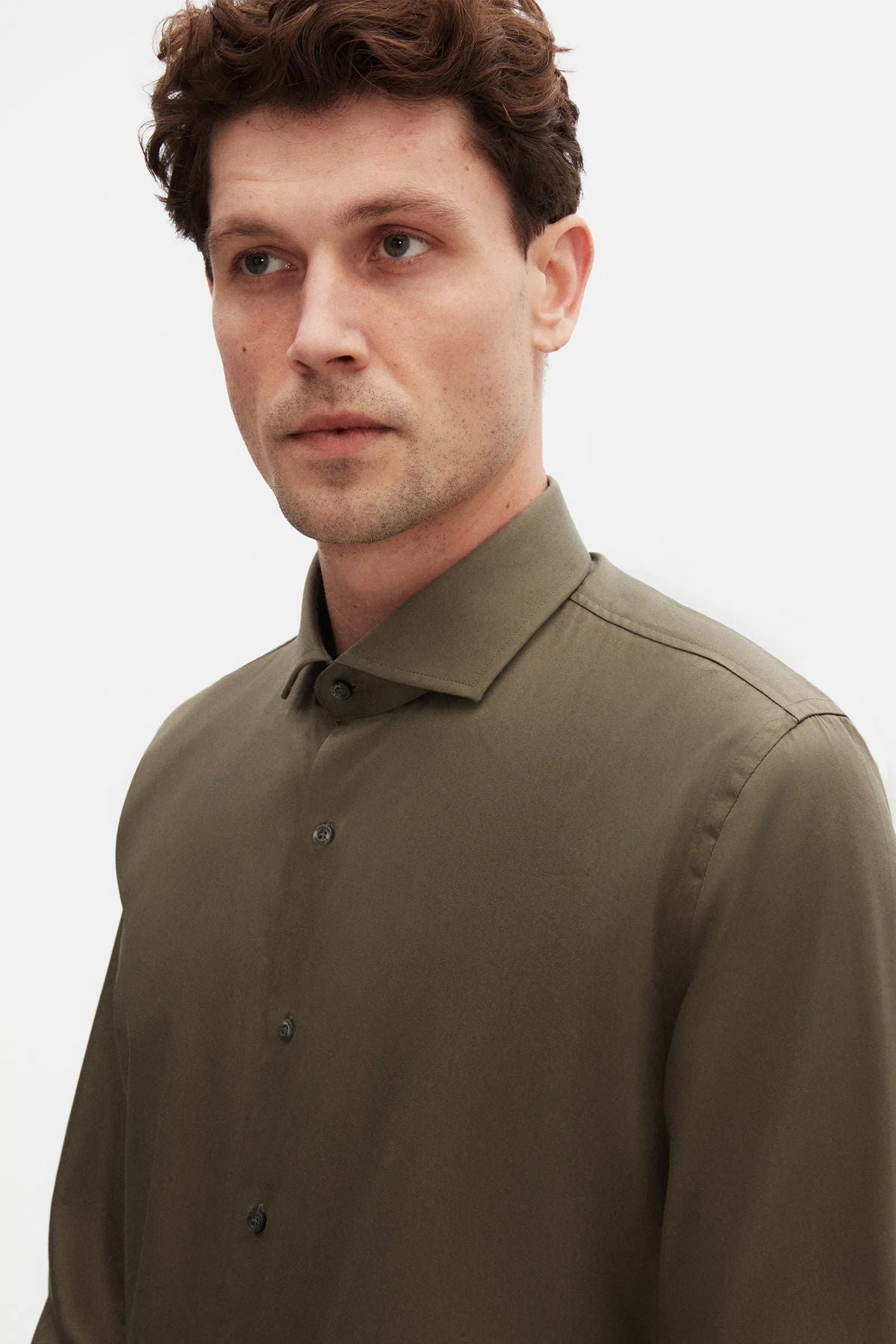 Damat Slim Fit Haki Düz Nano Care Gömlek