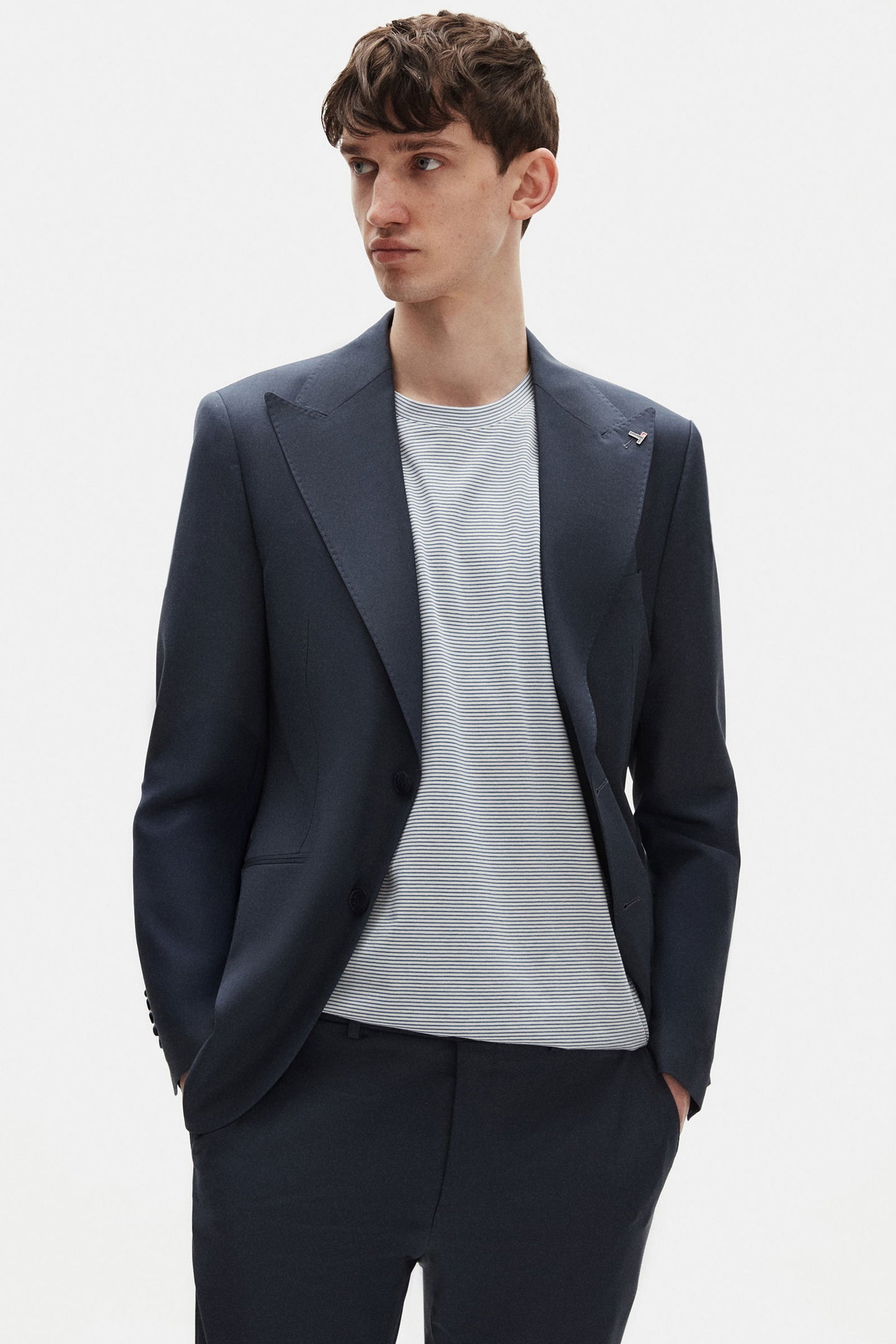 Tween Slim Fit Lacivert Düz Yünlü Takim Elbise