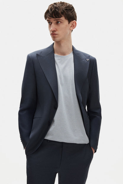 Tween Slim Fit Lacivert Düz Yünlü Takim Elbise