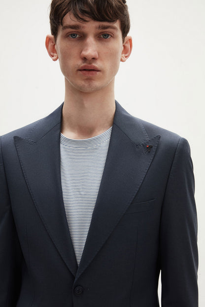 Tween Slim Fit Lacivert Düz Yünlü Takim Elbise