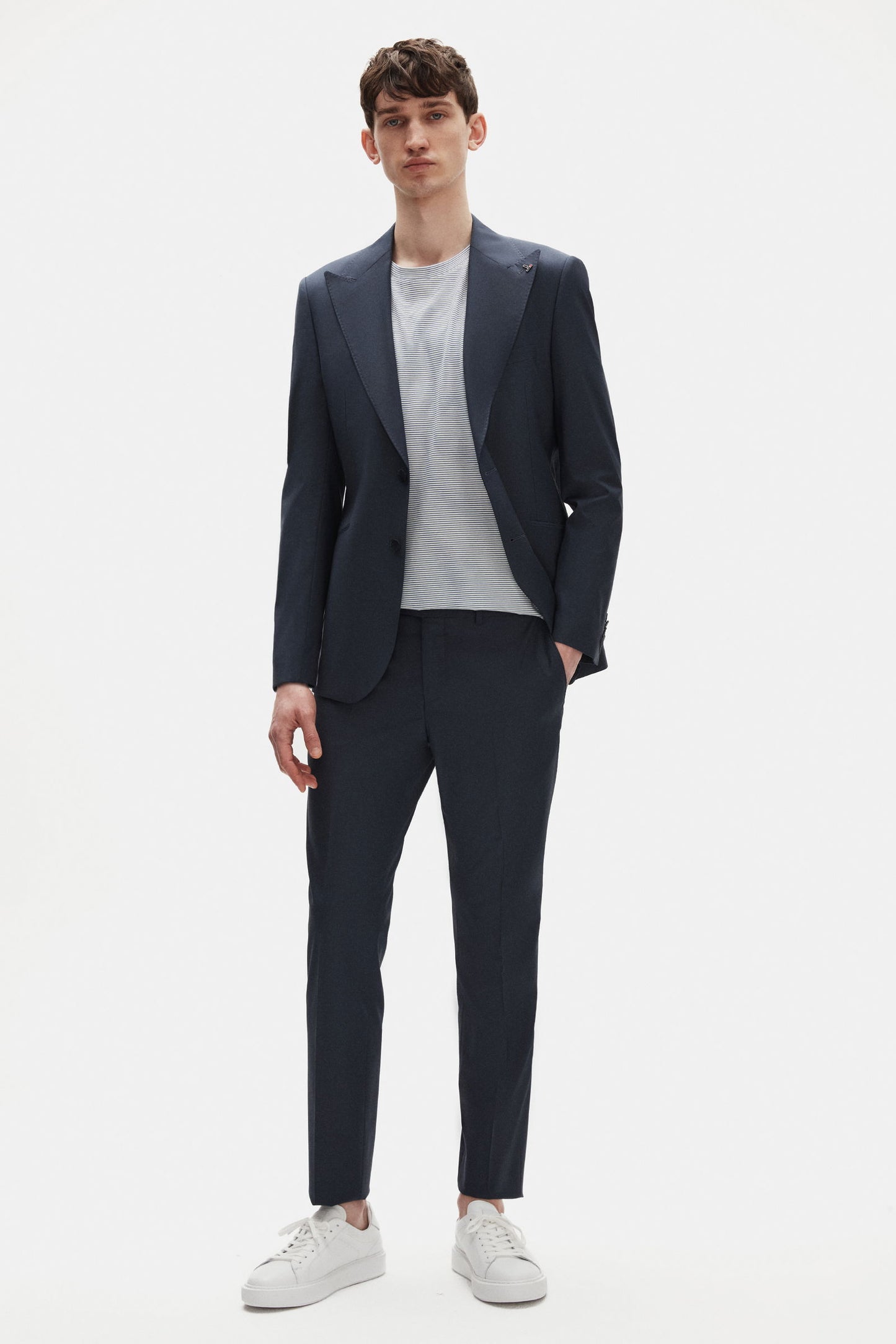 Tween Slim Fit Lacivert Düz Yünlü Takim Elbise
