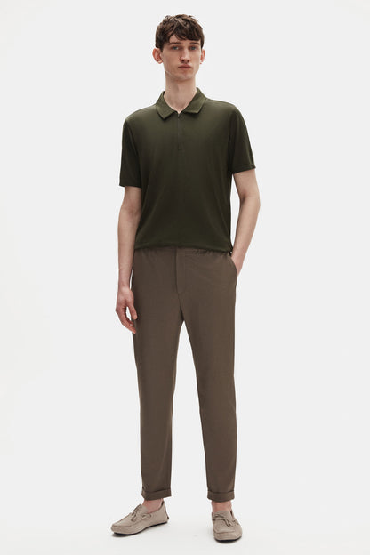 Tween Slim Fit Haki Yarım Fermuarlı Polo Yaka Yazlık T-shirt