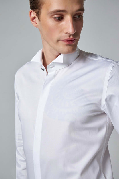 Damat Slim Fit Beyaz Düz %100 Pamuk Nano Care Smokin Gömlek