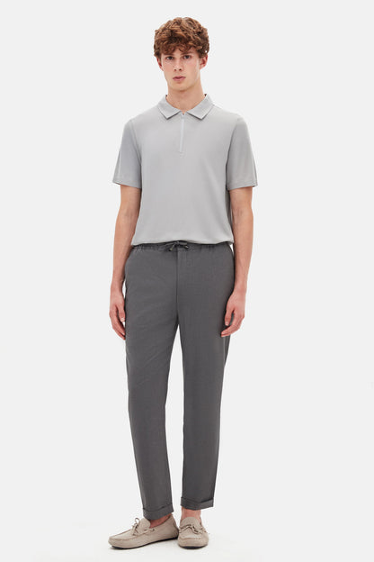 Tween Slim Fit Taş Yarım Fermuarlı Polo Yaka Yazlık T-shirt