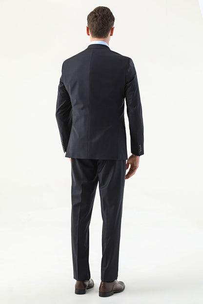 Damat Slim Fit Lacivert Düz Superfine Wool Takim Elbise