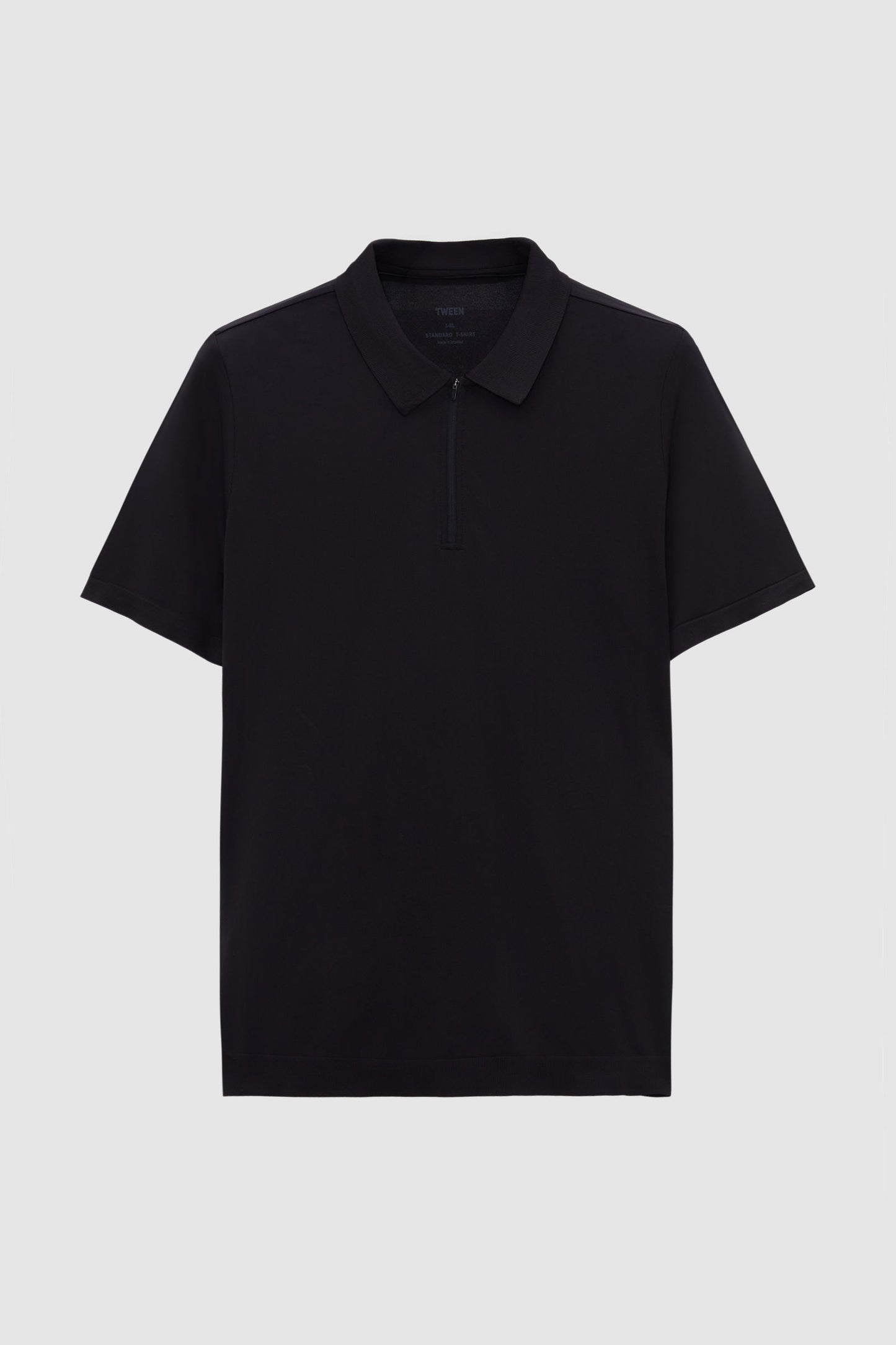 Tween Slim Fit Siyah Yarım Fermuarlı Polo Yaka Yazlık T-shirt