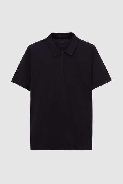 Tween Slim Fit Siyah Yarım Fermuarlı Polo Yaka Yazlık T-shirt