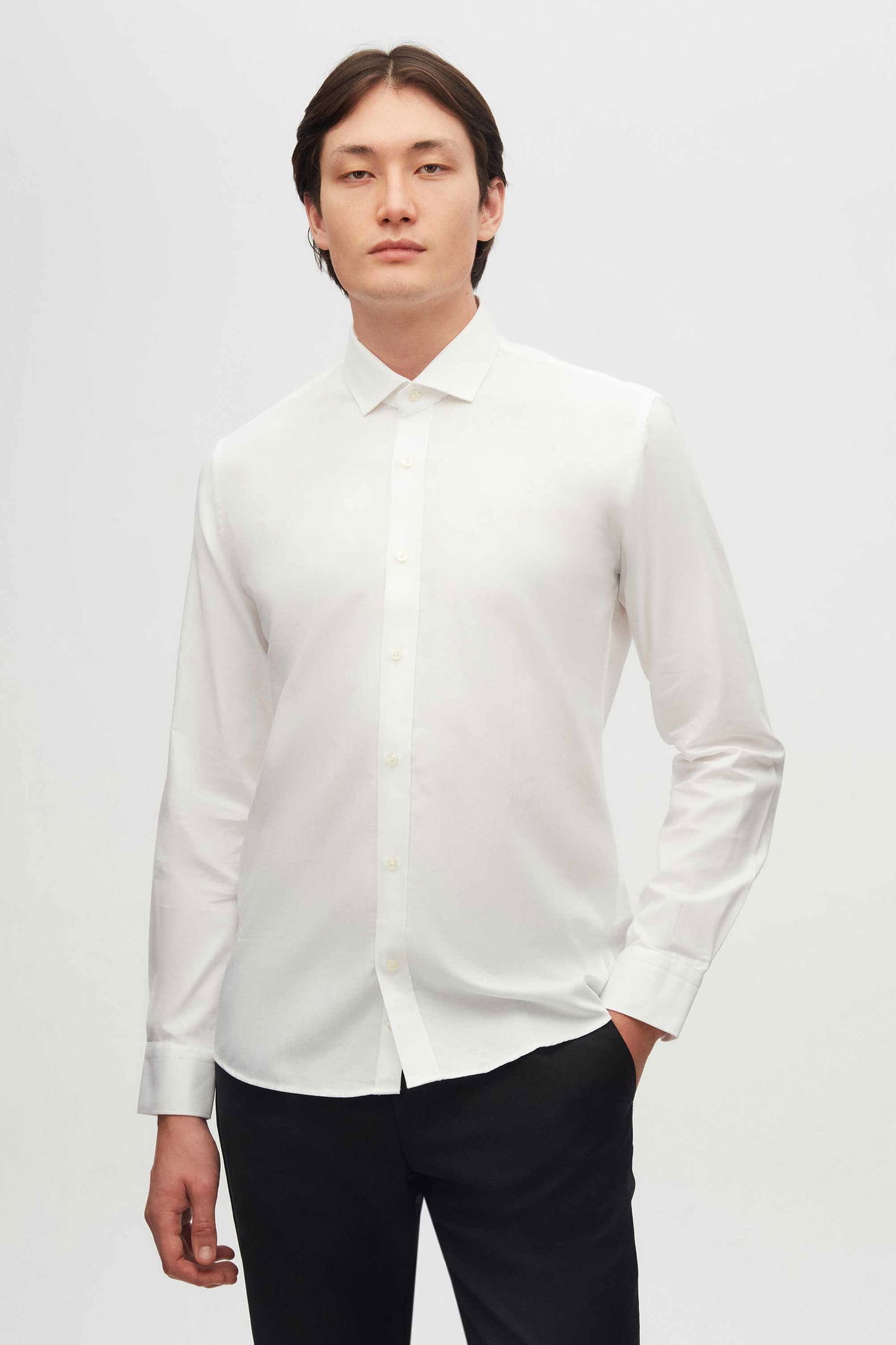 Tween Slim Fit Beyaz Dokulu %100 Pamuklu Gömlek