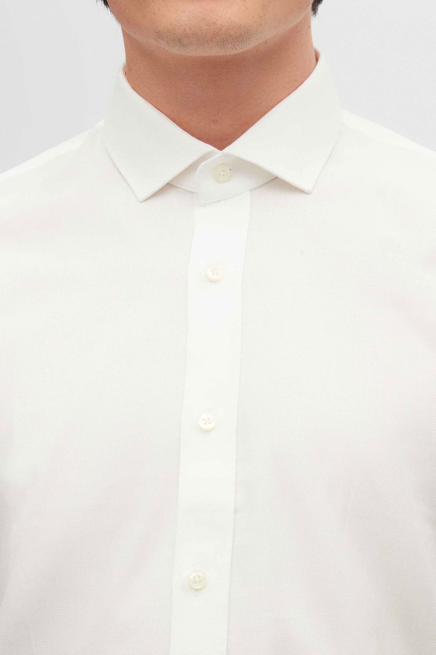 Tween Slim Fit Beyaz Dokulu %100 Pamuklu Gömlek