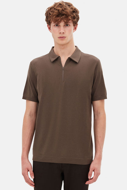 Tween Slim Fit Vizon Yarım Fermuarlı Polo Yaka Yazlık T-shirt