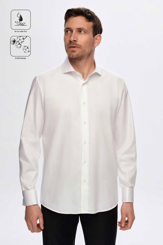Damat Slim Fit Beyaz Nano Care Gömlek