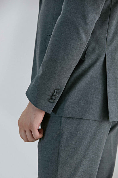 Tween Slim Fit Gri Düz Yün Karişimli Takim Elbise
