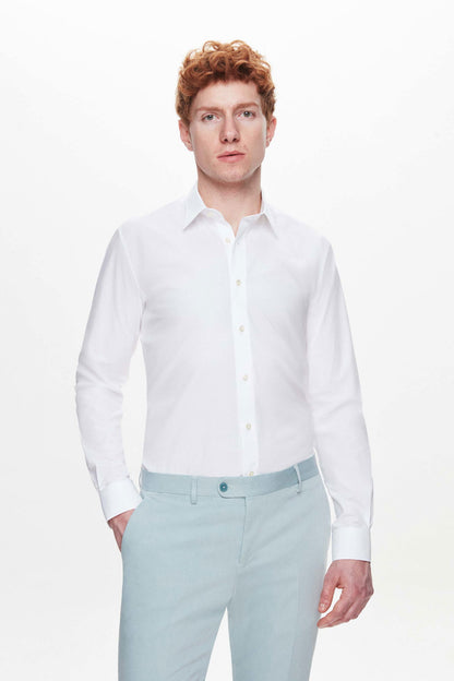 Tween Slim Fit Beyaz Düz Easy Care Gömlek