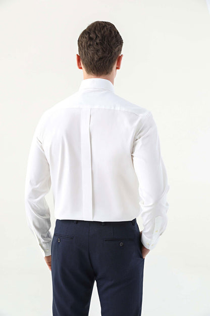 Damat Comfort Beyaz Düz %100 Pamuk Nano Care Gömlek