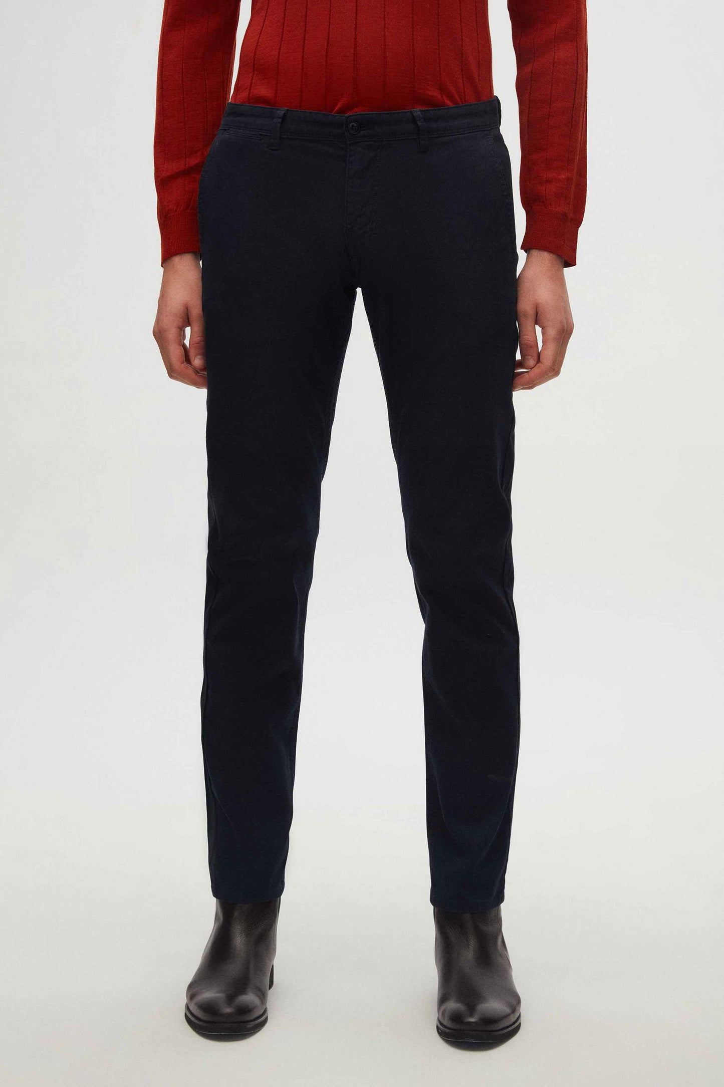 Damat Slim Fit Lacivert Düz Pamuklu Likralı Chino Pantolon