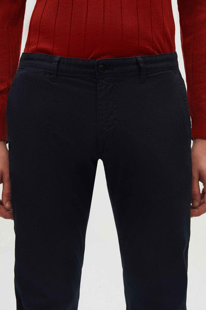 Damat Slim Fit Lacivert Düz Pamuklu Likralı Chino Pantolon