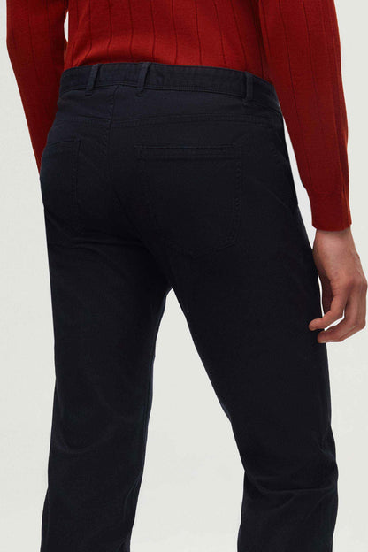 Damat Slim Fit Lacivert Düz Pamuklu Likralı Chino Pantolon