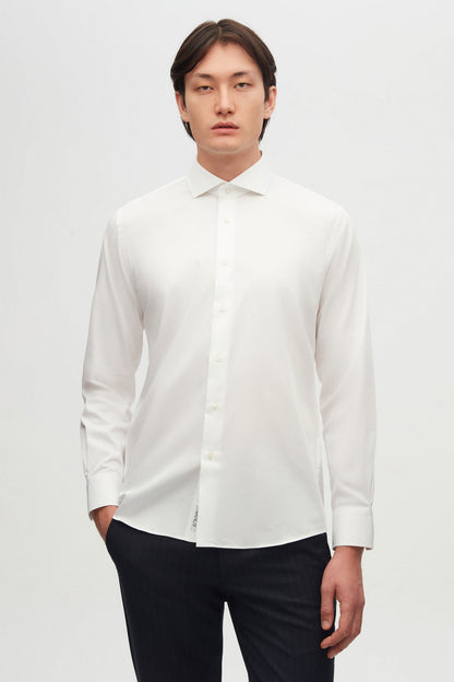 Damat Slim Fit Beyaz Düz Nano Care Gömlek