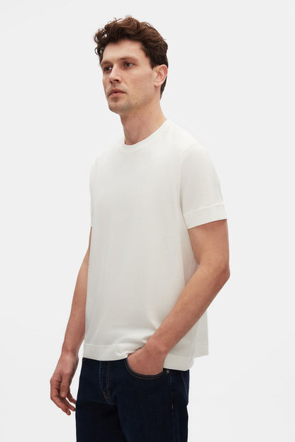 Damat Regular Fit Ekru %100 Pamuk Merserize T-shirt