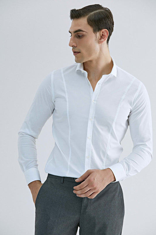 Tween Super Slim Fit Beyaz Düz Easy Care Gömlek
