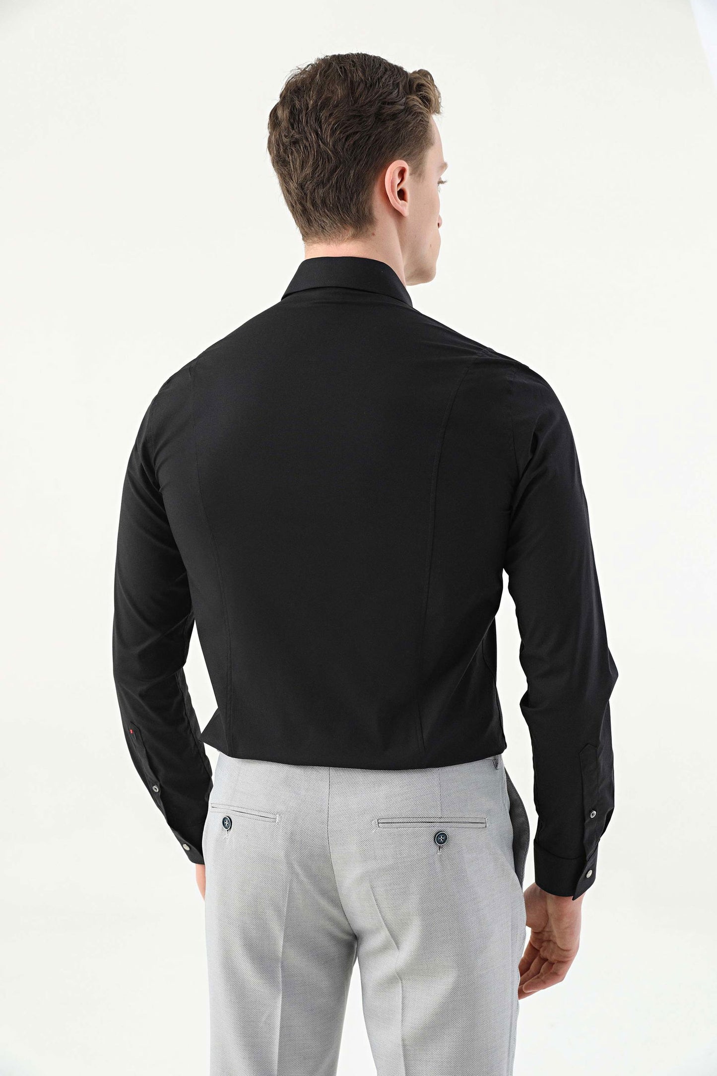 Tween Super Slim Fit Siyah Düz Easy Care Gömlek