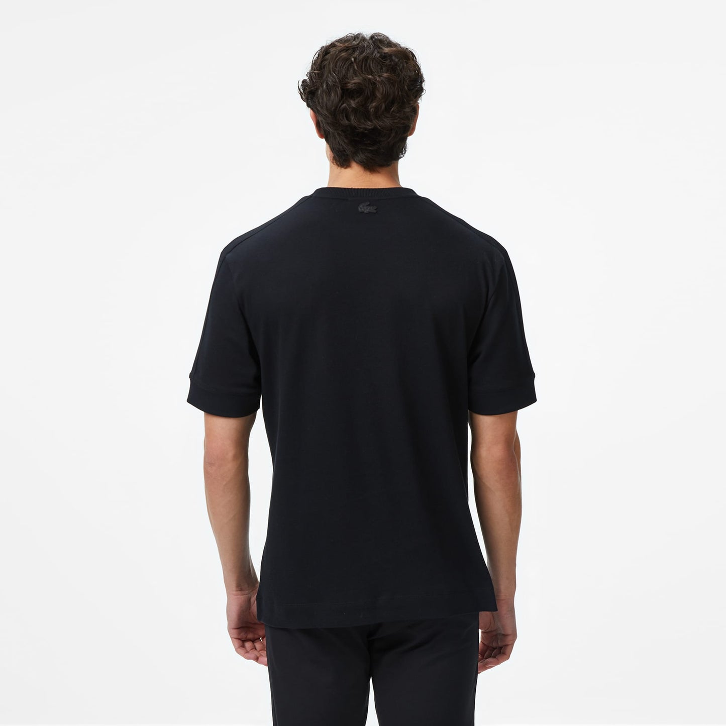 Lacoste Loose Fit Bisiklet Yaka Baskılı Erkek Siyah T-shirt