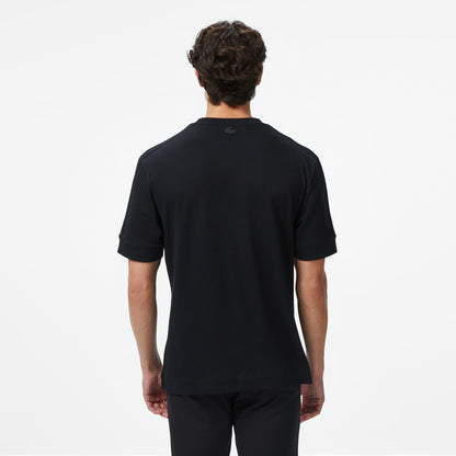 Lacoste Loose Fit Bisiklet Yaka Baskılı Erkek Siyah T-shirt