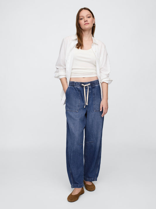 Mavi Mid Rise Supersoft Pull-on Barrel Jean Pantolon
