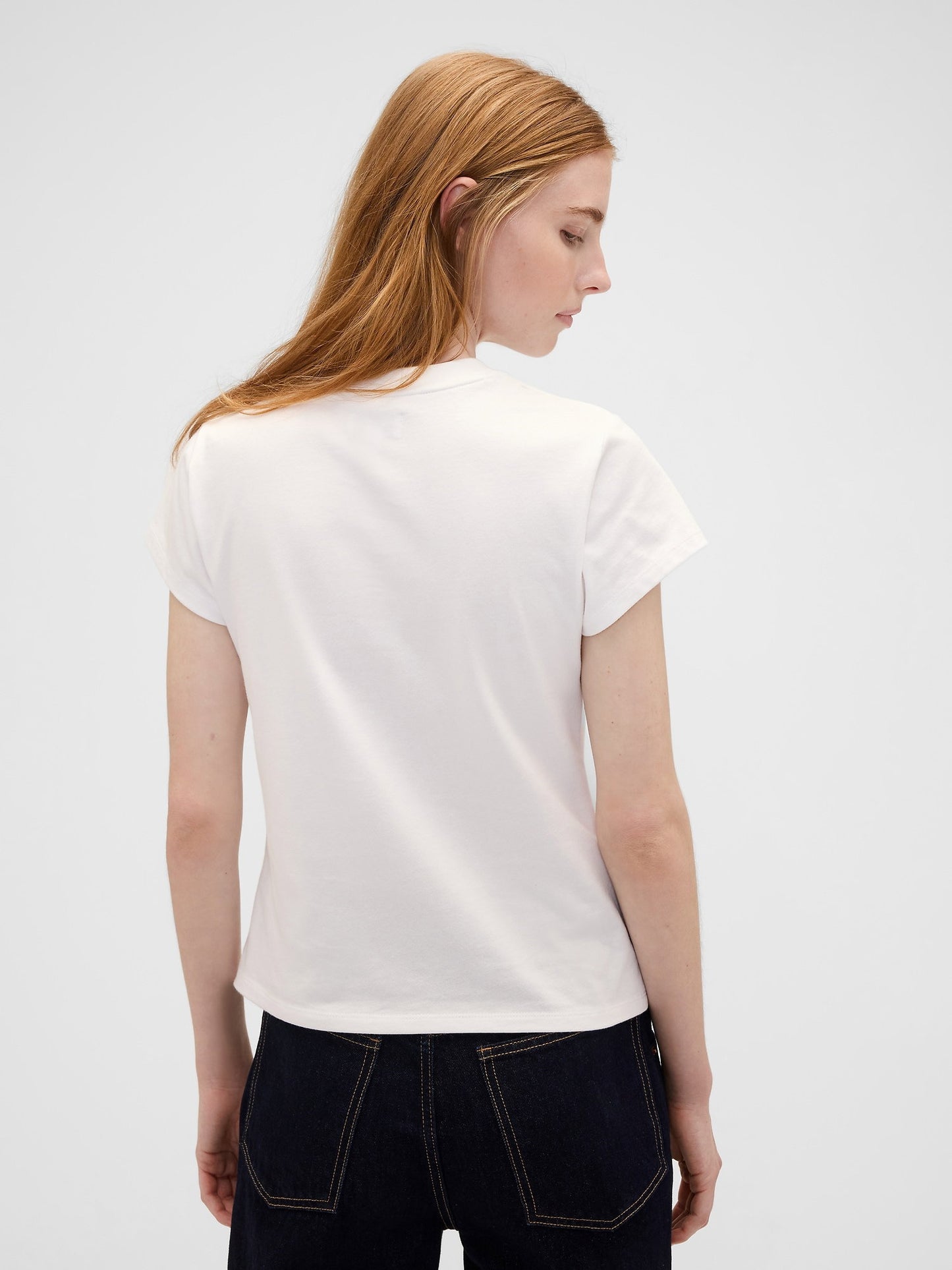 Beyaz Gap × Victoria Beckham Organik Pamuk Logo T-shirt