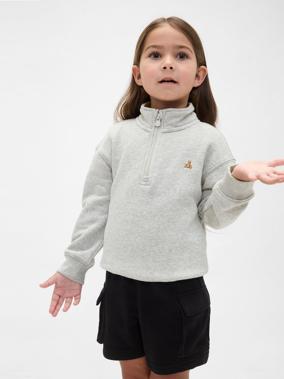 Gri Vintagesoft Yarım Fermuarlı Sweatshirt