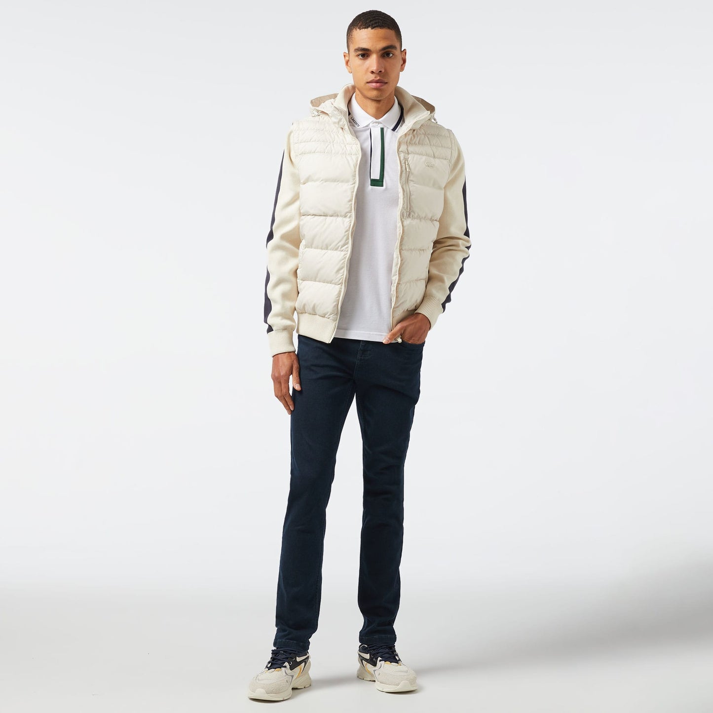 Lacoste Erkek Kapüşonlu Krem Mont