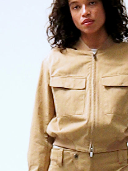 Bej Gap × Victoria Beckham High Rise Kargo Pantolon