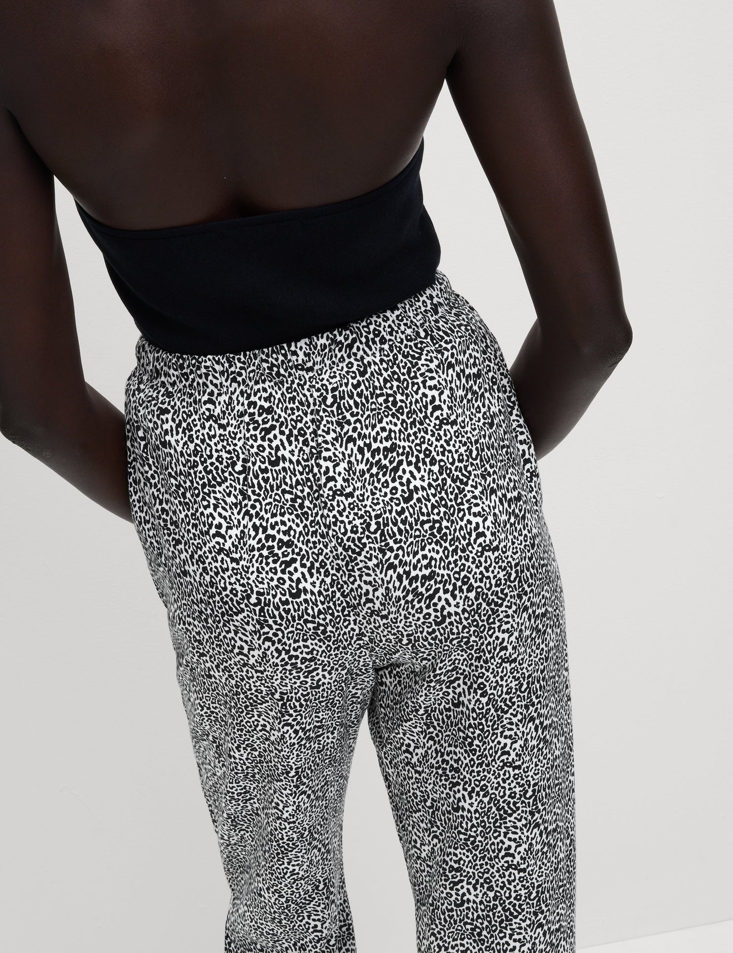 %100 Twill Pamuklu Desenli Yüksek Bel Dar Paça Pantolon