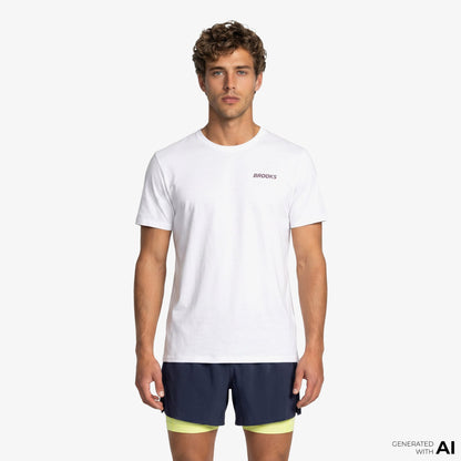 Brooks Graphic Short Sleeve Erkek Beyaz T-shirt