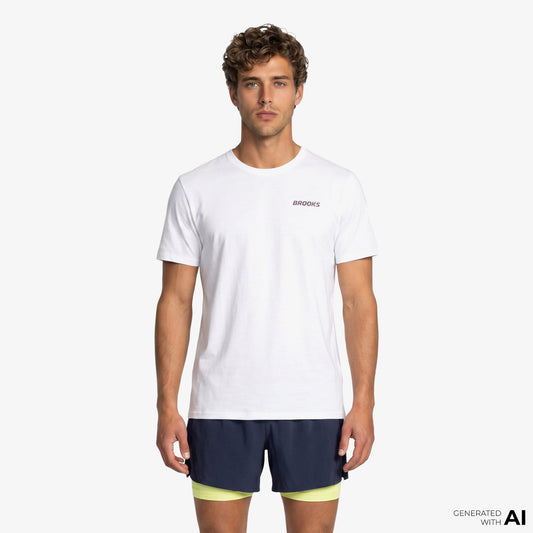 Brooks Graphic Short Sleeve Erkek Beyaz T-shirt