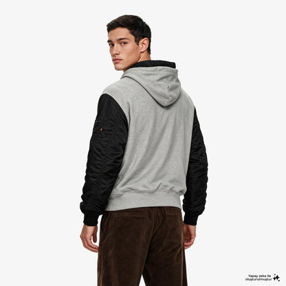 Alpha Industries X Chicago Bulls Gray Ma-1 Unisex Gri Fermuarlı Ceket