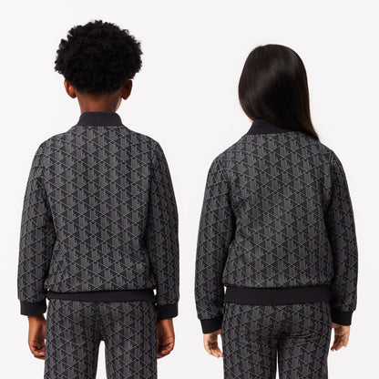 Lacoste Çocuk Fermuarlı Monogram Siyah Sweatshirt