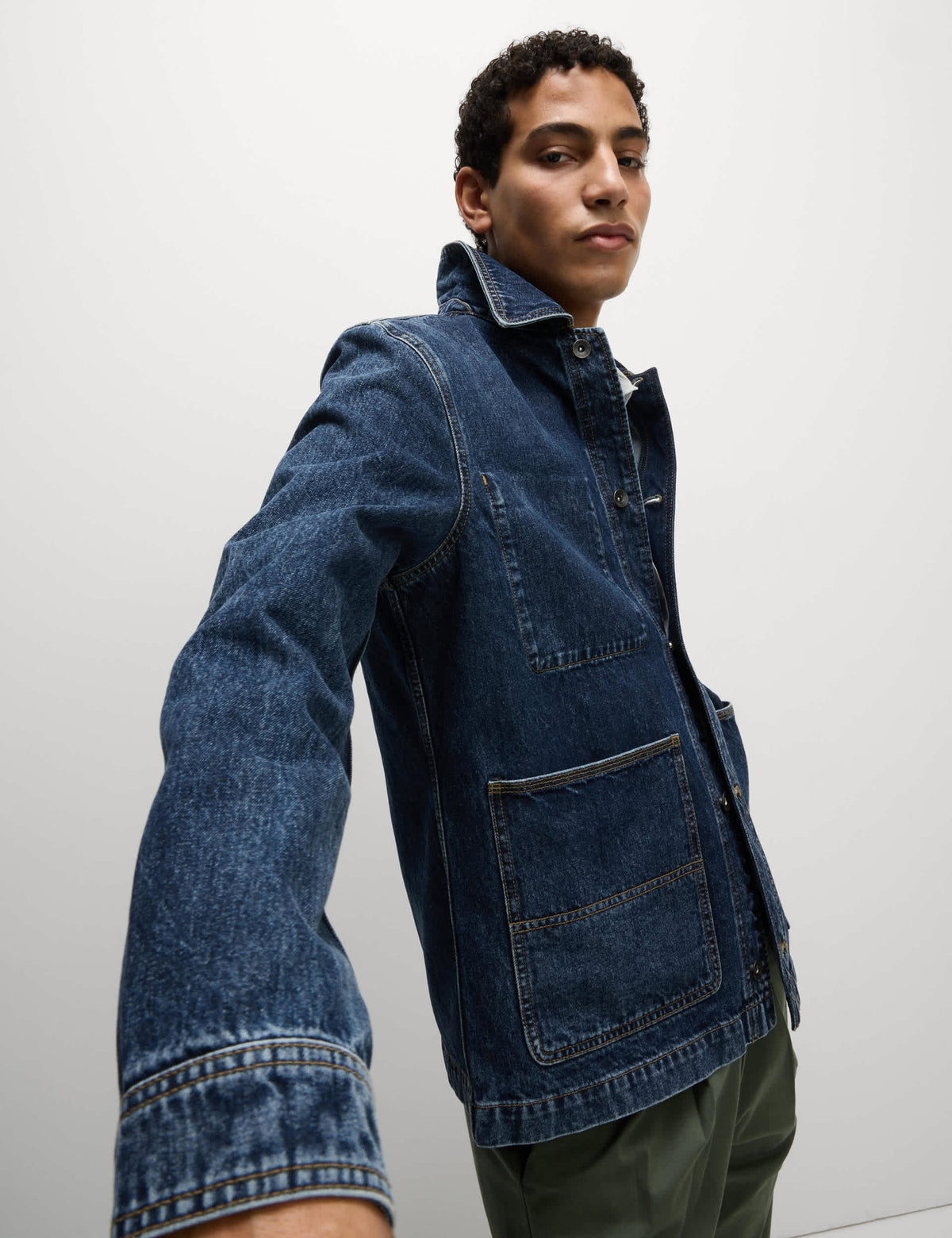 Saf Pamuklu Klasik Denim Ceket