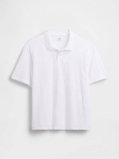 Beyaz Relaxed Pique Polo T-shirt