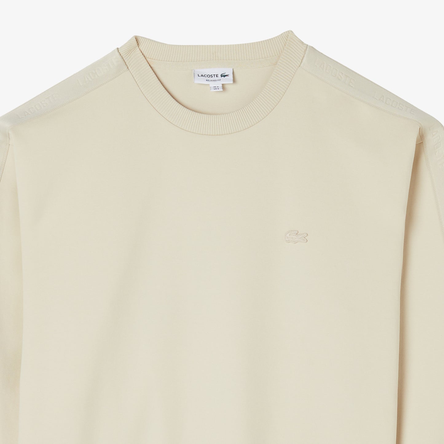Lacoste Relaxed Fit Bisiklet Yaka Erkek Krem Sweatshirt