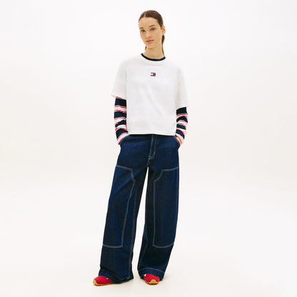 Tommy Hilfiger Bxy Badge Kadın Beyaz T-shirt