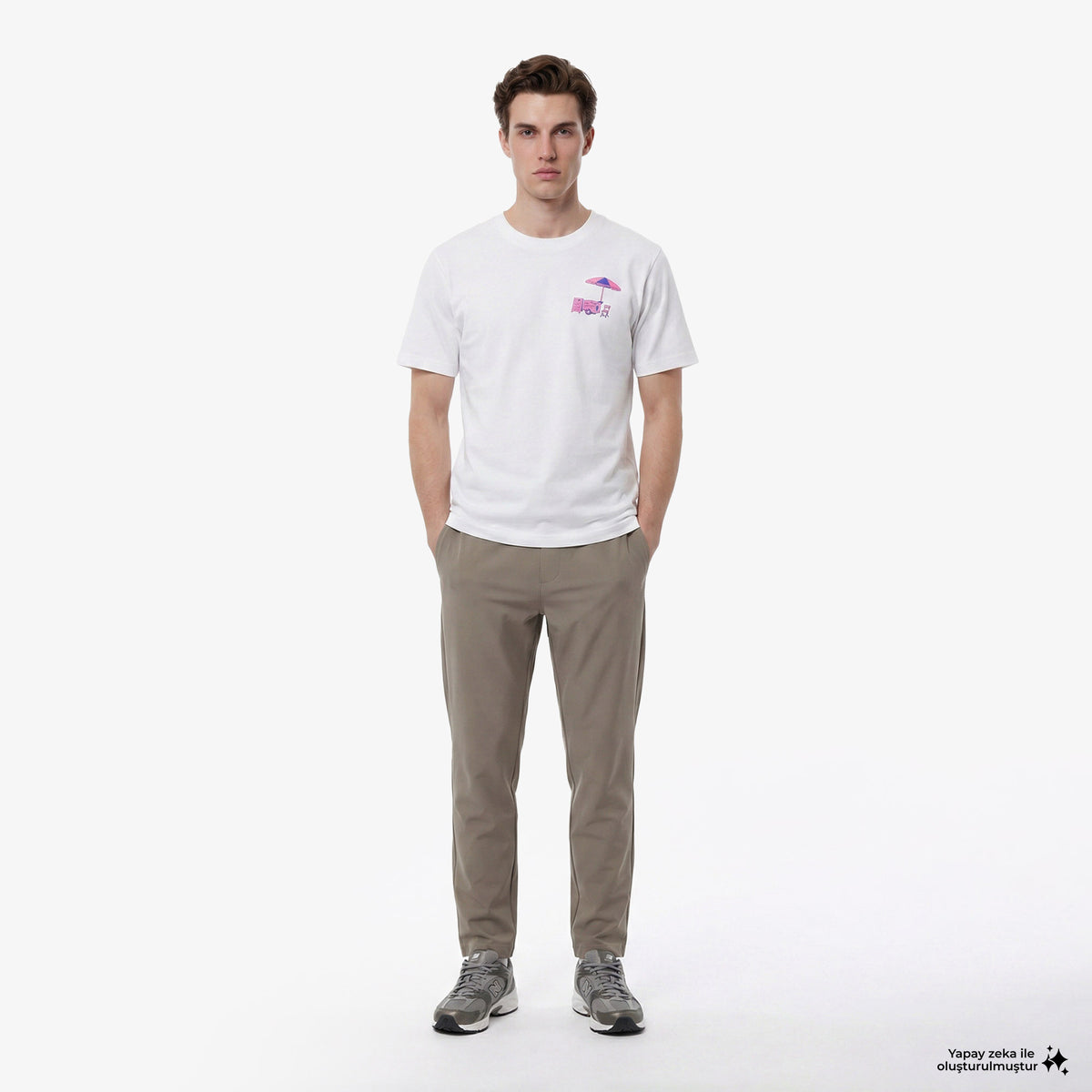 New Balance Pop Stand Erkek Beyaz T-shirt