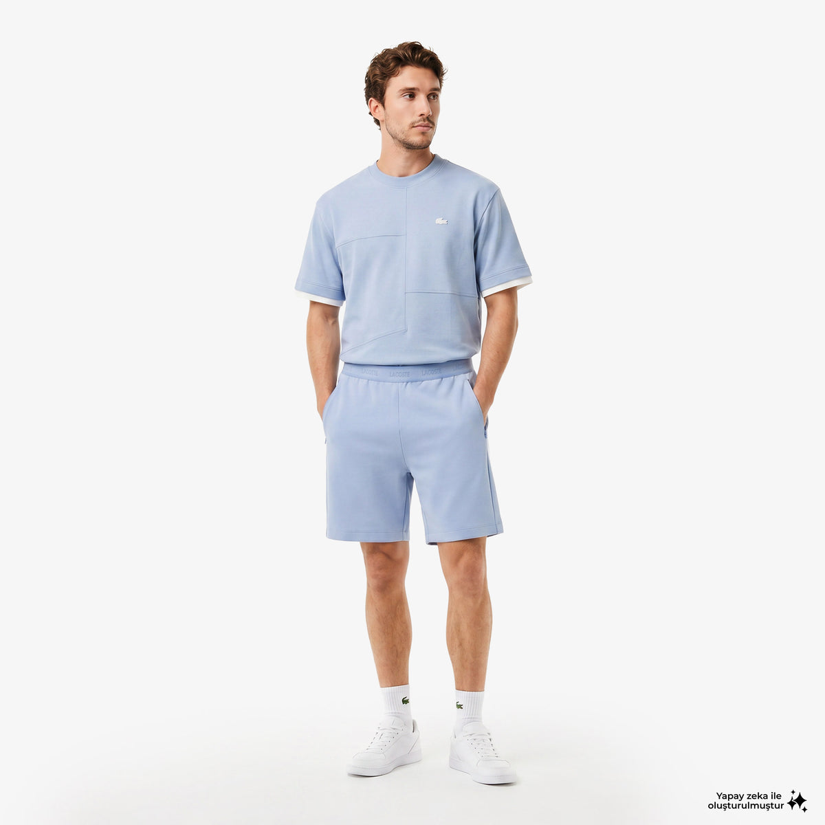 House Of Superstep X Lacoste Kapsul Koleksiyon Erkek Mavi T-shirt